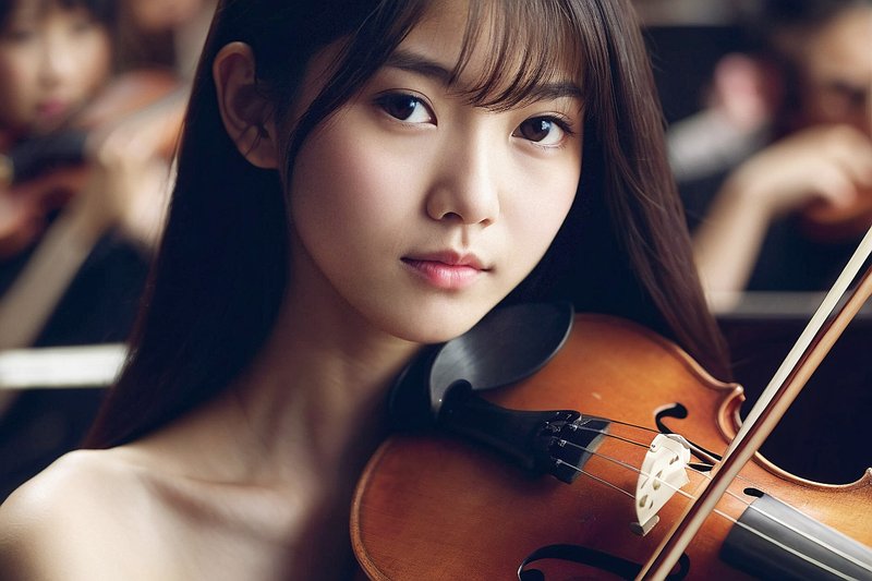 ヴァイオリン・ヴァイオリニスト・オーケストラ　美人・人物　AI画像生成、無料（フリー写真・フリー素材・フリー画像）01