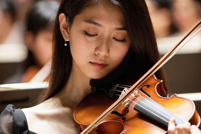 ヴァイオリン・ヴァイオリニスト・オーケストラ　美人・人物　AI画像生成、無料（フリー写真・フリー素材・フリー画像）02