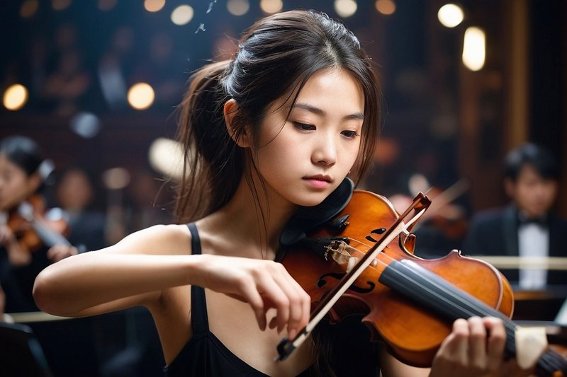 ヴァイオリン・ヴァイオリニスト・オーケストラ　美人・人物　AI画像生成、無料（フリー写真・フリー素材・フリー画像）03