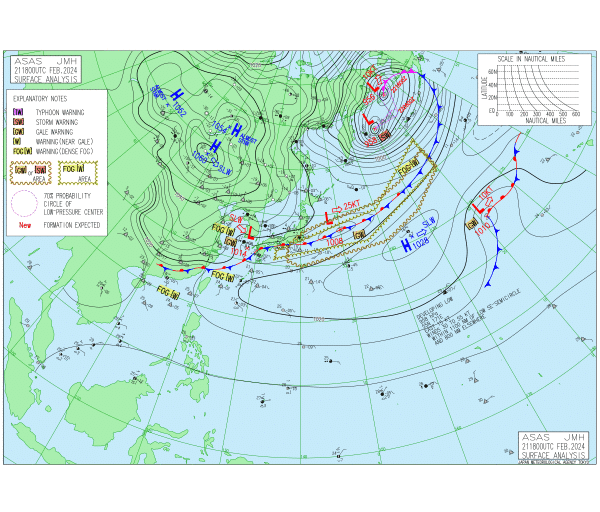 03時の実況天気図