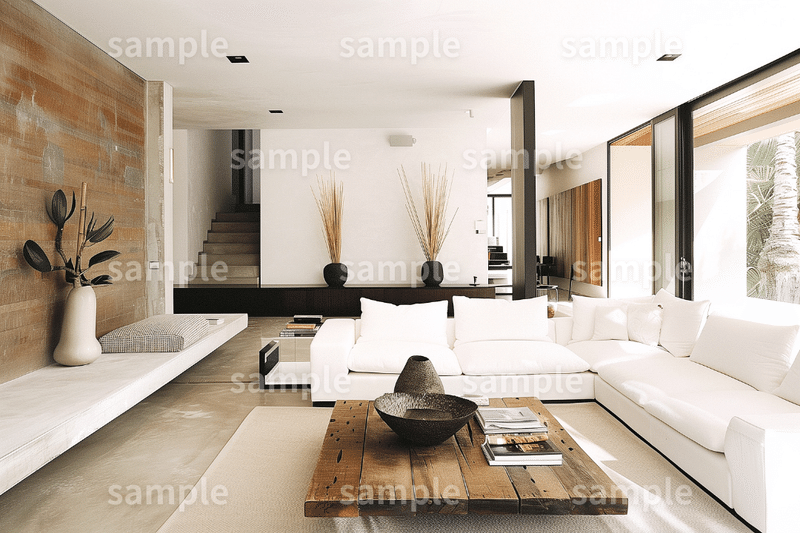 【インテリア】「白いシンプルなリビング」のフリー素材3枚セット｜ソファ・デザイン・内装・部屋のイメージ画像に｜FREE