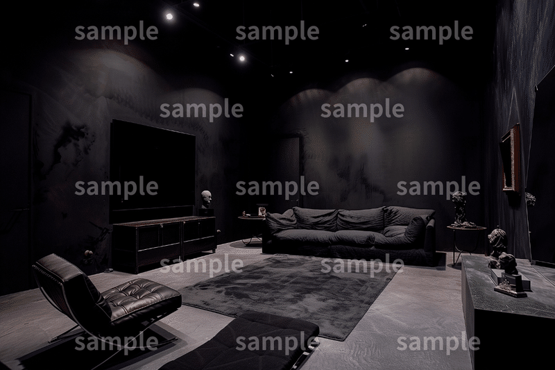 「黒インテリア」のフリー素材3枚セット｜リビングルーム・ホテル・デザイン・イメージ画像に