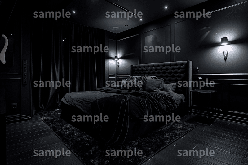 【高級】「クールなブラックインテリア」のフリー素材3枚セット｜リビングルーム・デザイン・ホテル・ソファ・部屋のイメージ画像に｜FREE
