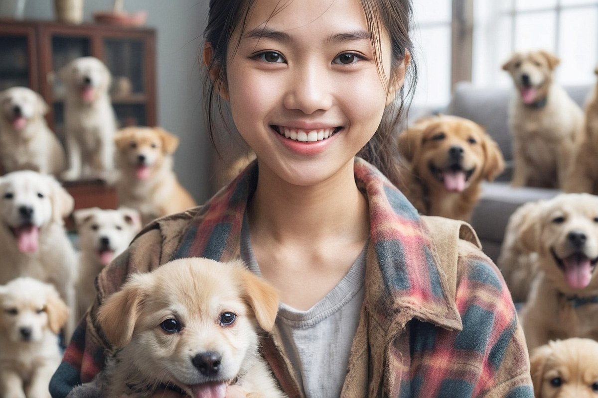 犬好き,犬,フリー写真,美人,美女,女性,動物,人物,AI画像生成,無料（フリー素材,フリー画像）03