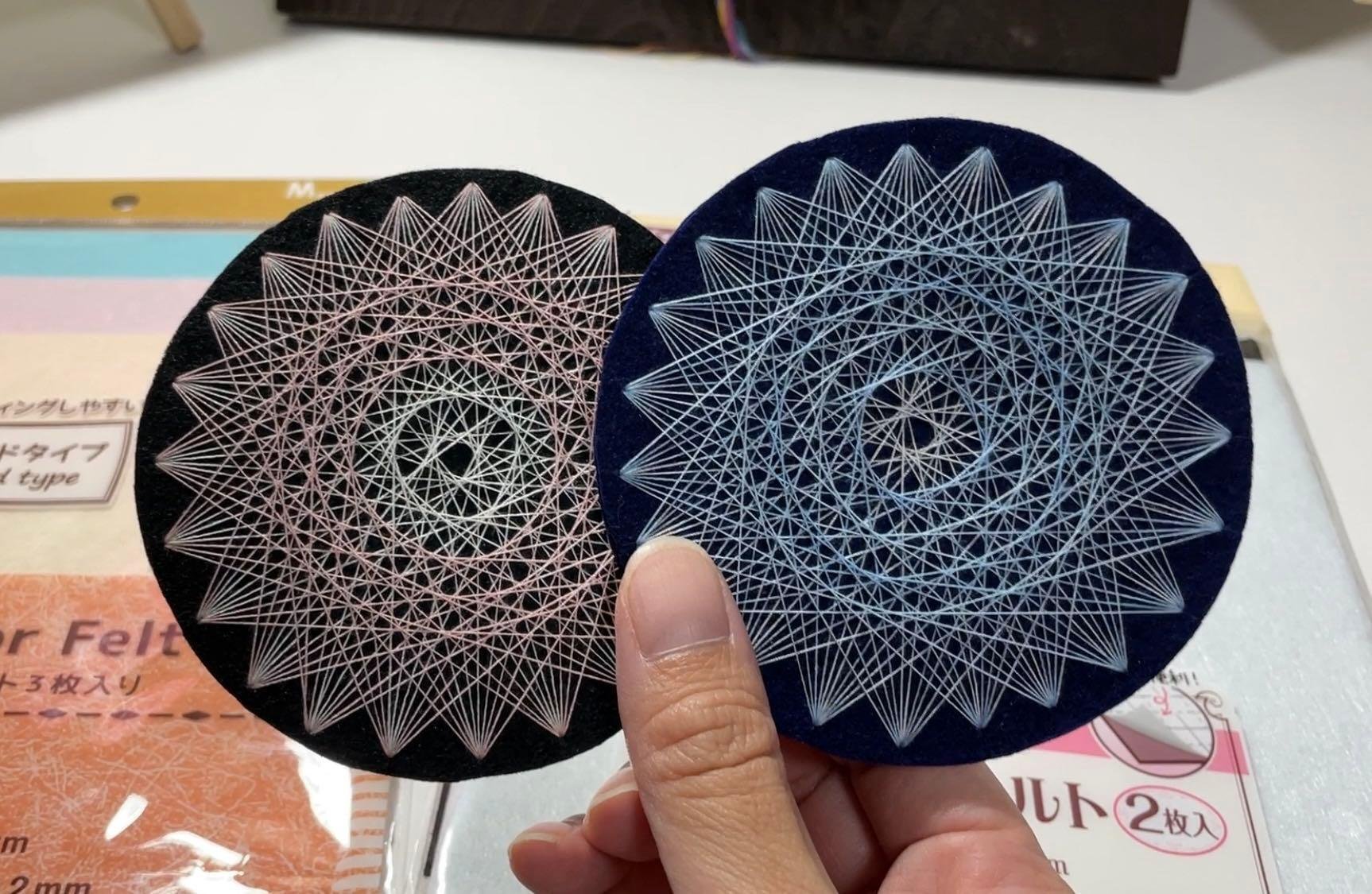 糸曼荼羅 和紙円形編み込みアート作品