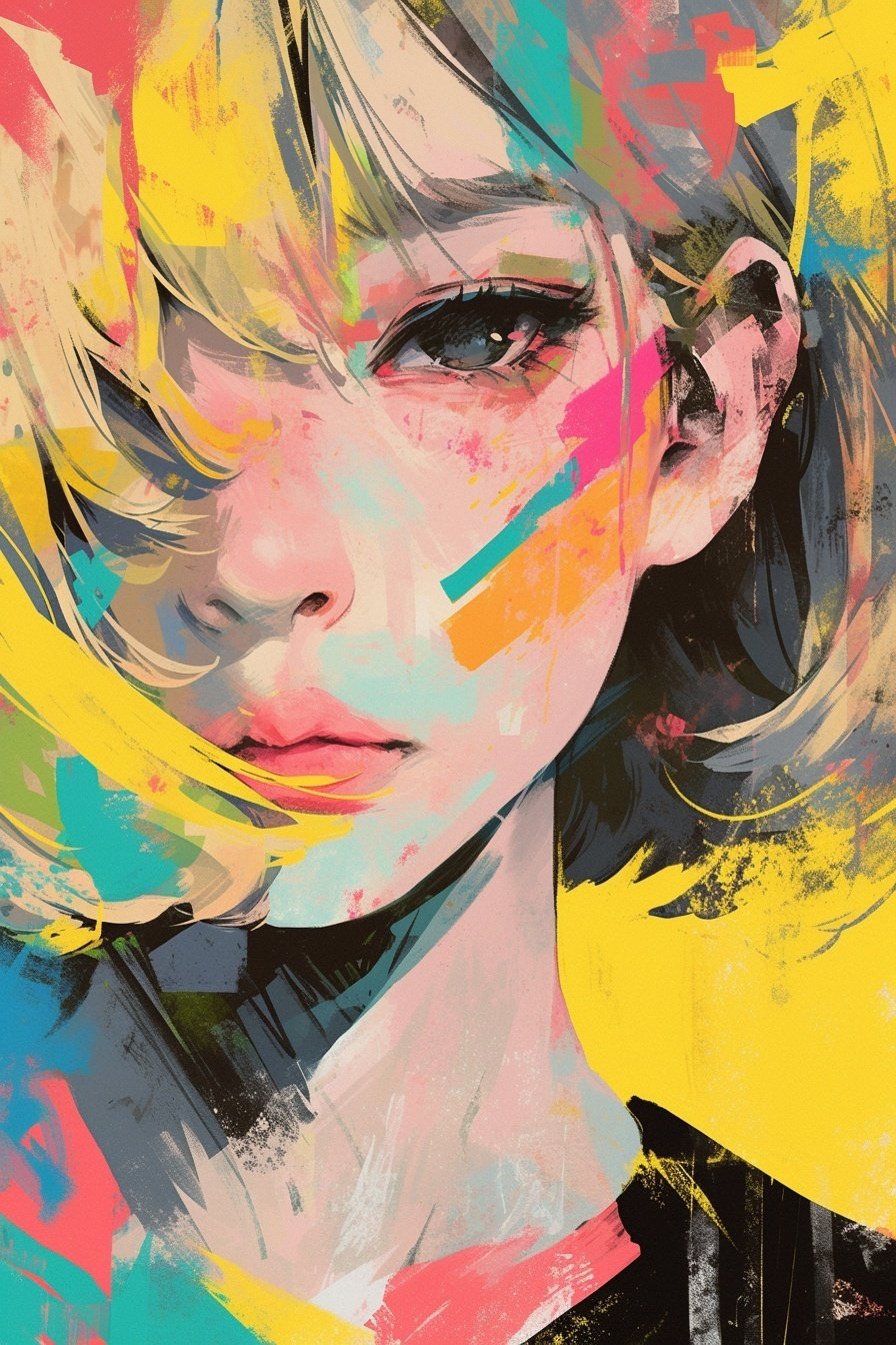 Midjourneyプロンプト】カラフルでアートな女の子のイラスト