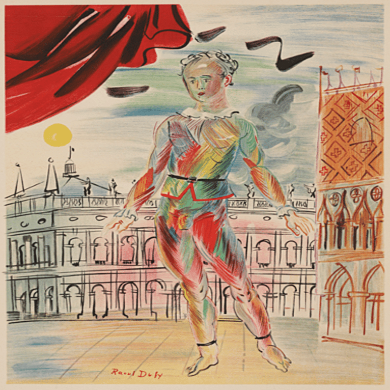 ラウル・デュフィ】 版画 / リトグラフ 「ヴェネツィアの道化師」査定