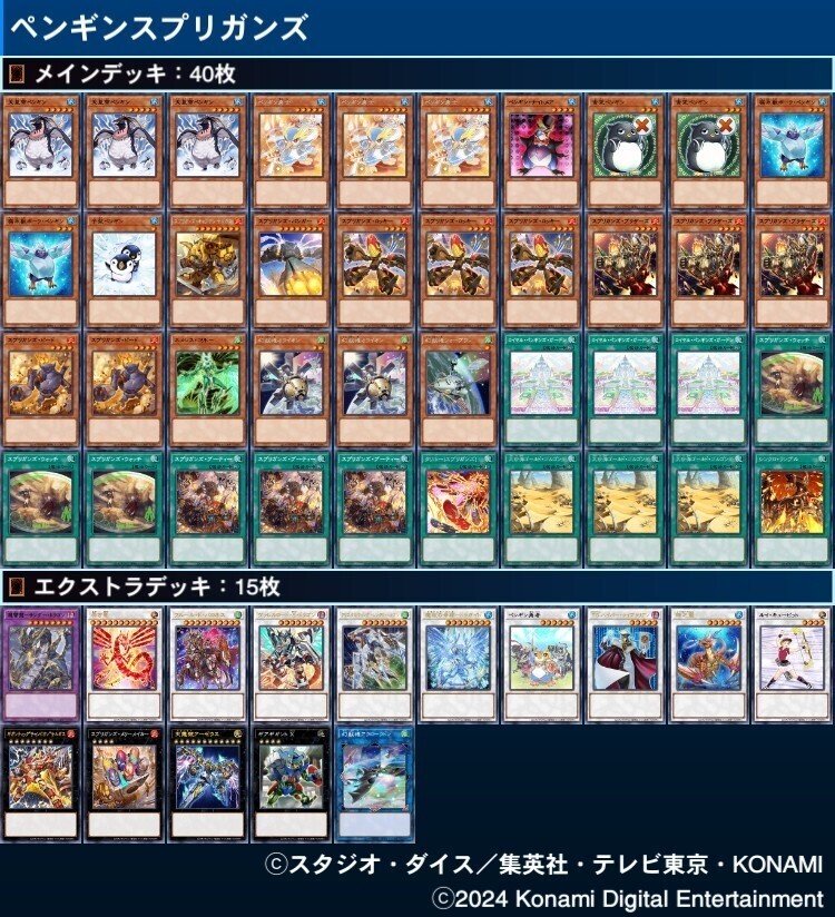 本格構築済みデッキ 遊戯王 ペンギン デッキパーツ メイン40枚
