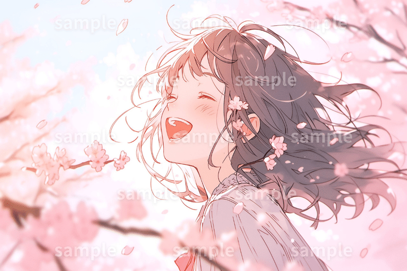 【春のイメージ】「桜と笑顔の学生女子」のフリー素材3枚セット【待ち受け・SNS・商用利用OK】
