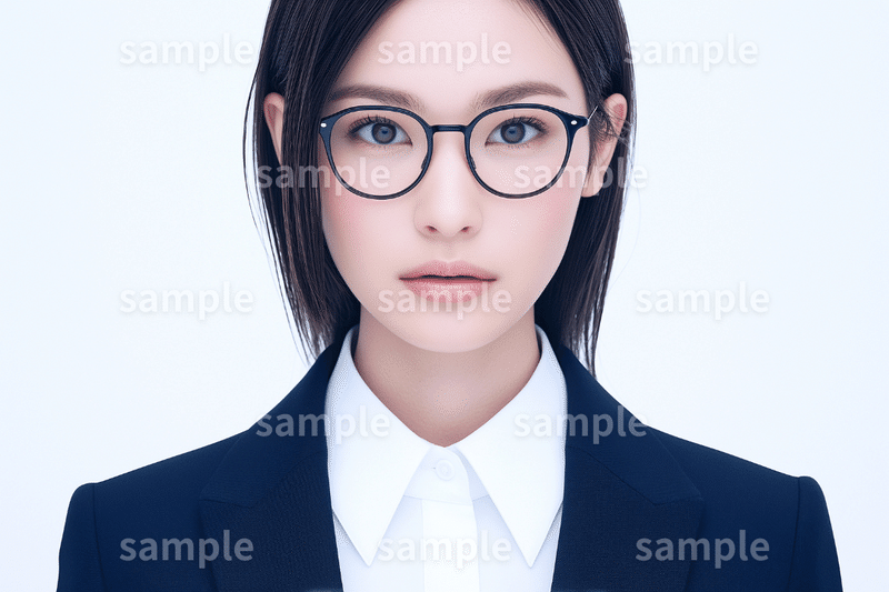【知的】「メガネをかけた美しい女性」フリー素材3枚セット｜スーツ・黒髪・広告・新入社員のイメージ画像に｜FREE