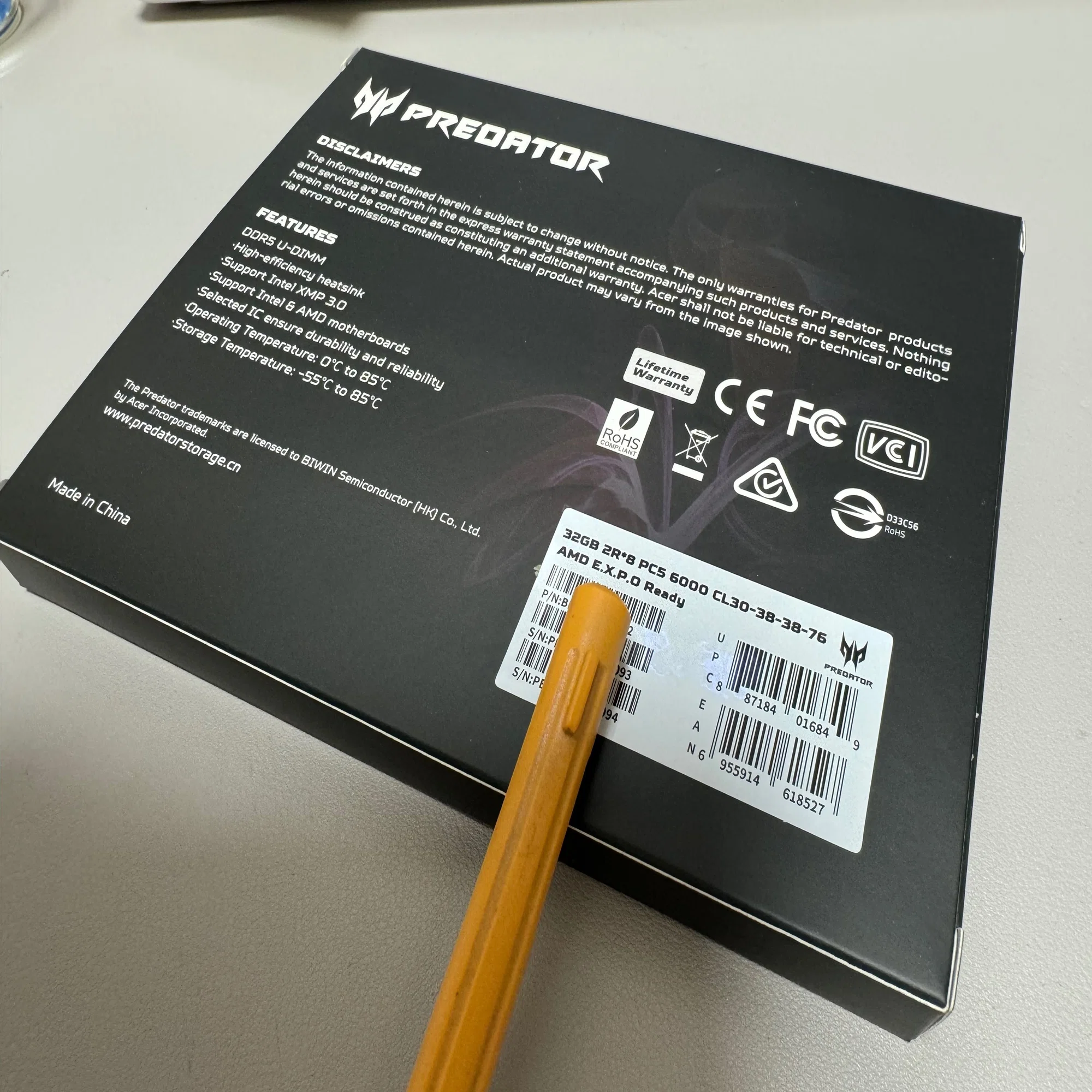 Acer Predator Pallas II DDR5-6000MHz｜EiRi