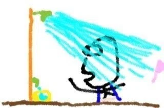 頭はまだダメ〜シャワーは首から下！