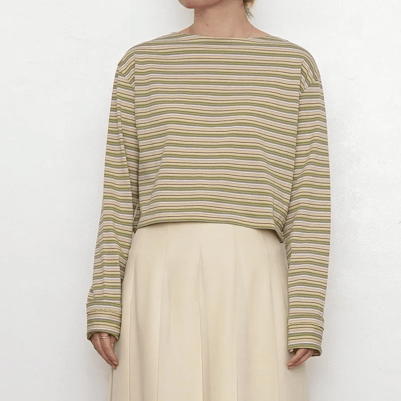 AURALEE】注目カットソーHARD TWIST COTTON BORDER BOAT NECK L/S TEE