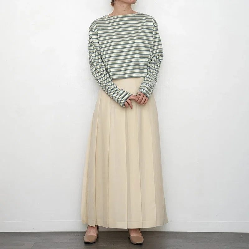 AURALEE】注目カットソーHARD TWIST COTTON BORDER BOAT NECK L/S TEE