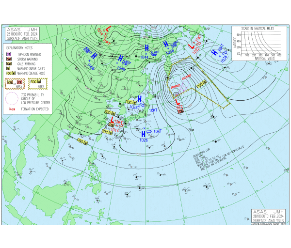 03時の実況天気図