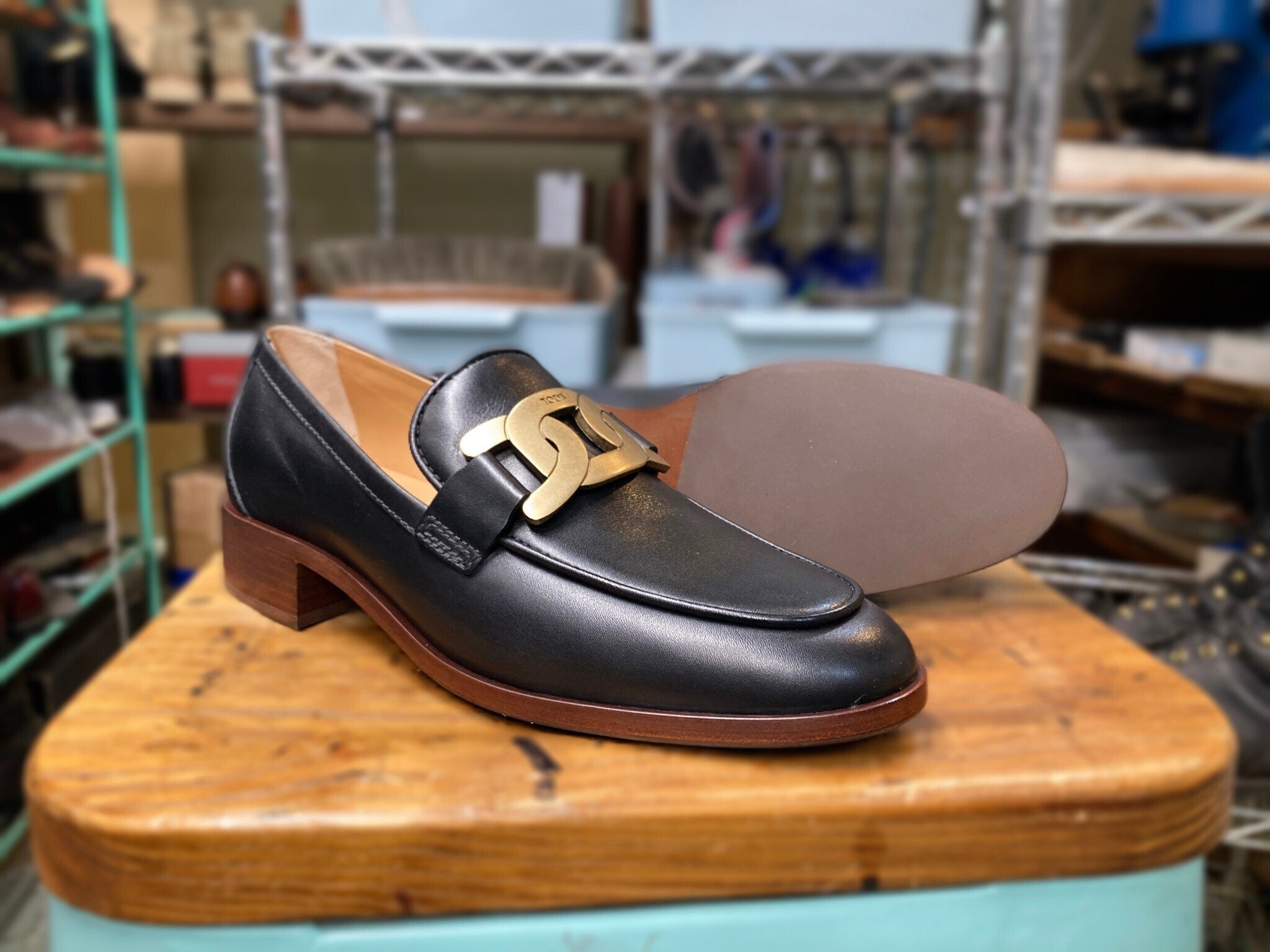 ハーフラバー補強】TOD'Sローファー レザーソールにハーフラバー補強