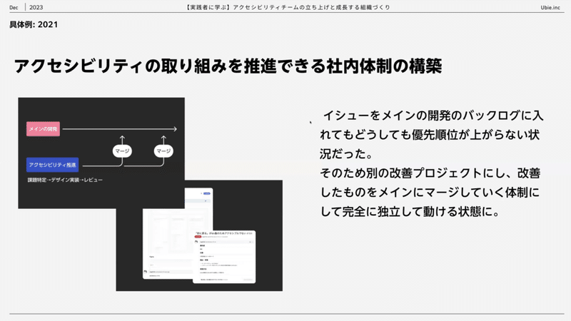 具体例②「周囲の巻き込み」：アクセシビリティの取り組みを推進できる社内体制の構築