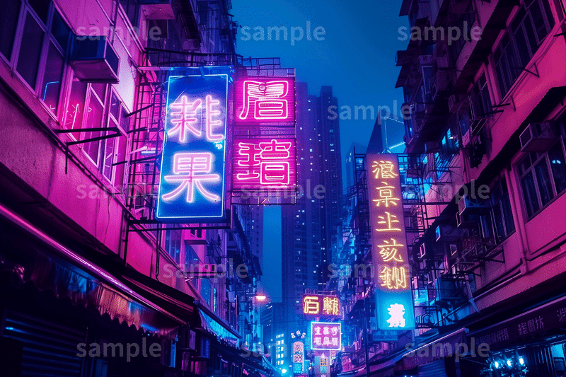 【都会】「夜のネオン街」フリー素材3枚セット｜海外・夜の街・繁華街のイメージ画像に｜FREE