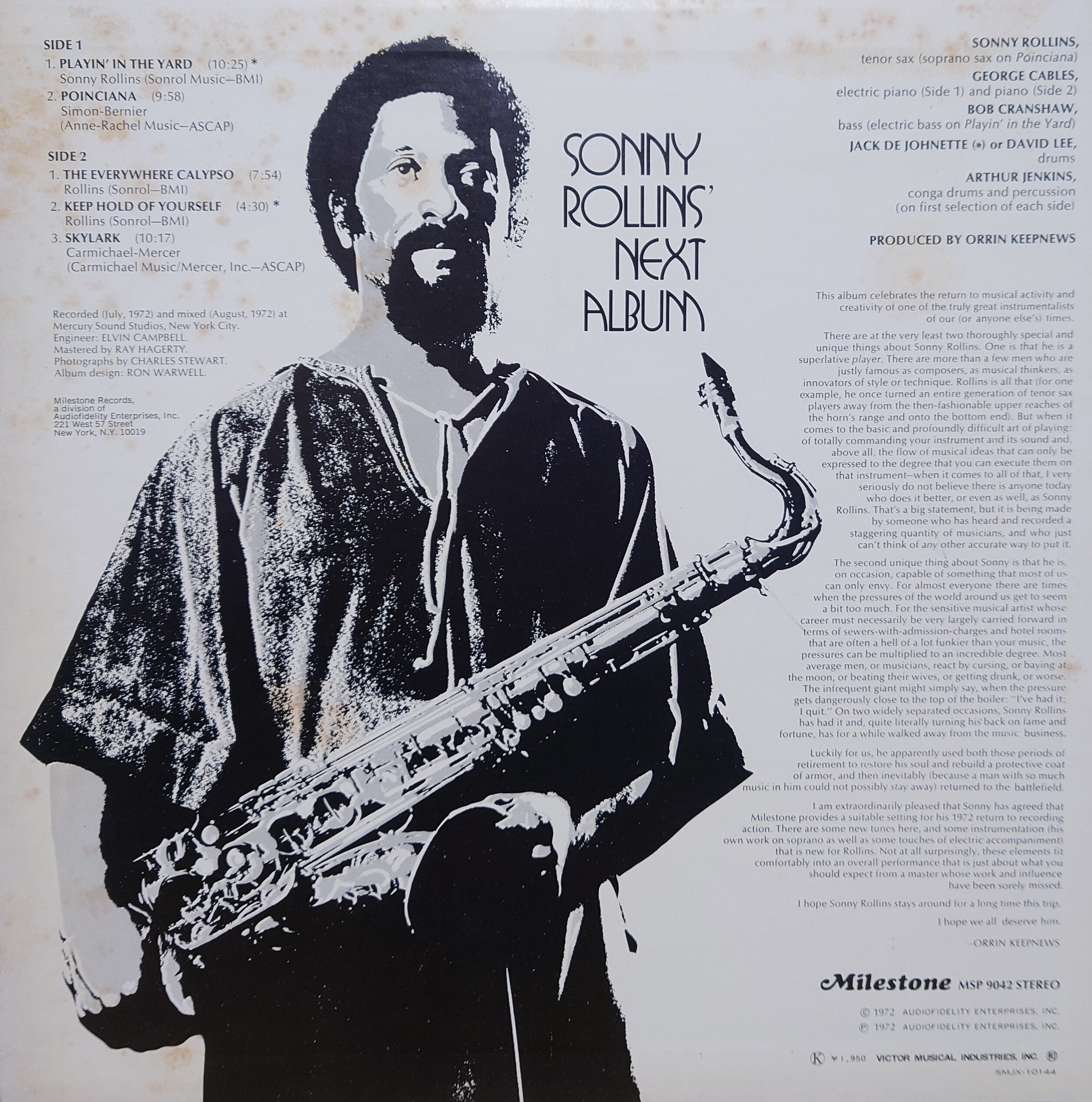 1972年レコード】26)SONNY ROLLINS ： NEXT ALBUM｜ワイバーン