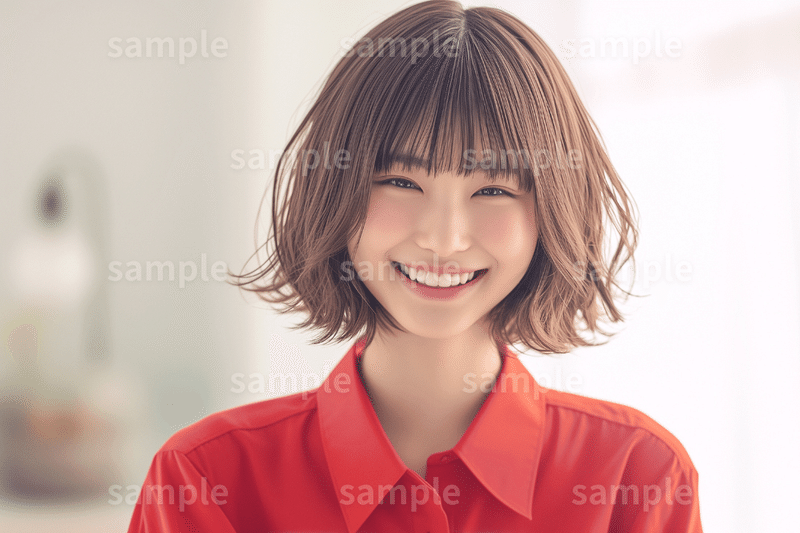 【美女で差をつける】「笑顔のミディアムヘア女性」フリー素材3枚セット｜ヘアカラー・ヘアスタイル・美容広告・カットモデルのイメージ画像に