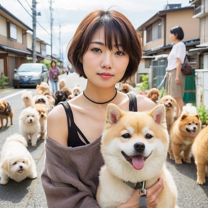散歩・犬の散歩・人物・動物　AI画像生成、無料（フリー写真・フリー素材・フリー画像）01
