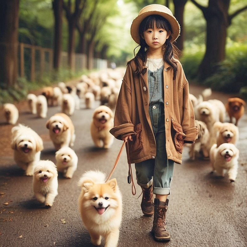 散歩・犬の散歩・人物・動物　AI画像生成、無料（フリー写真・フリー素材・フリー画像）03