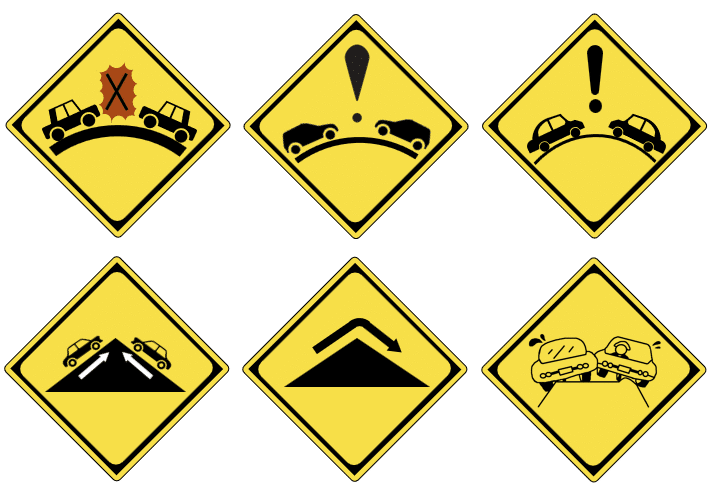警戒標識「対向車注意」