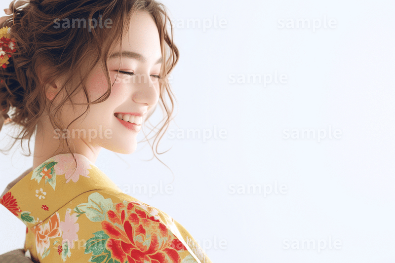 【最高の笑顔】「着物姿の女性」フリー素材4枚セット｜着付け教室・チラシ広告・日本のイメージ画像に｜FREE