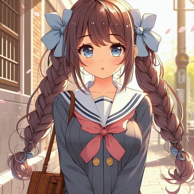 言語学的にマニアックな髪型のプロンプト(Pigtail Braids