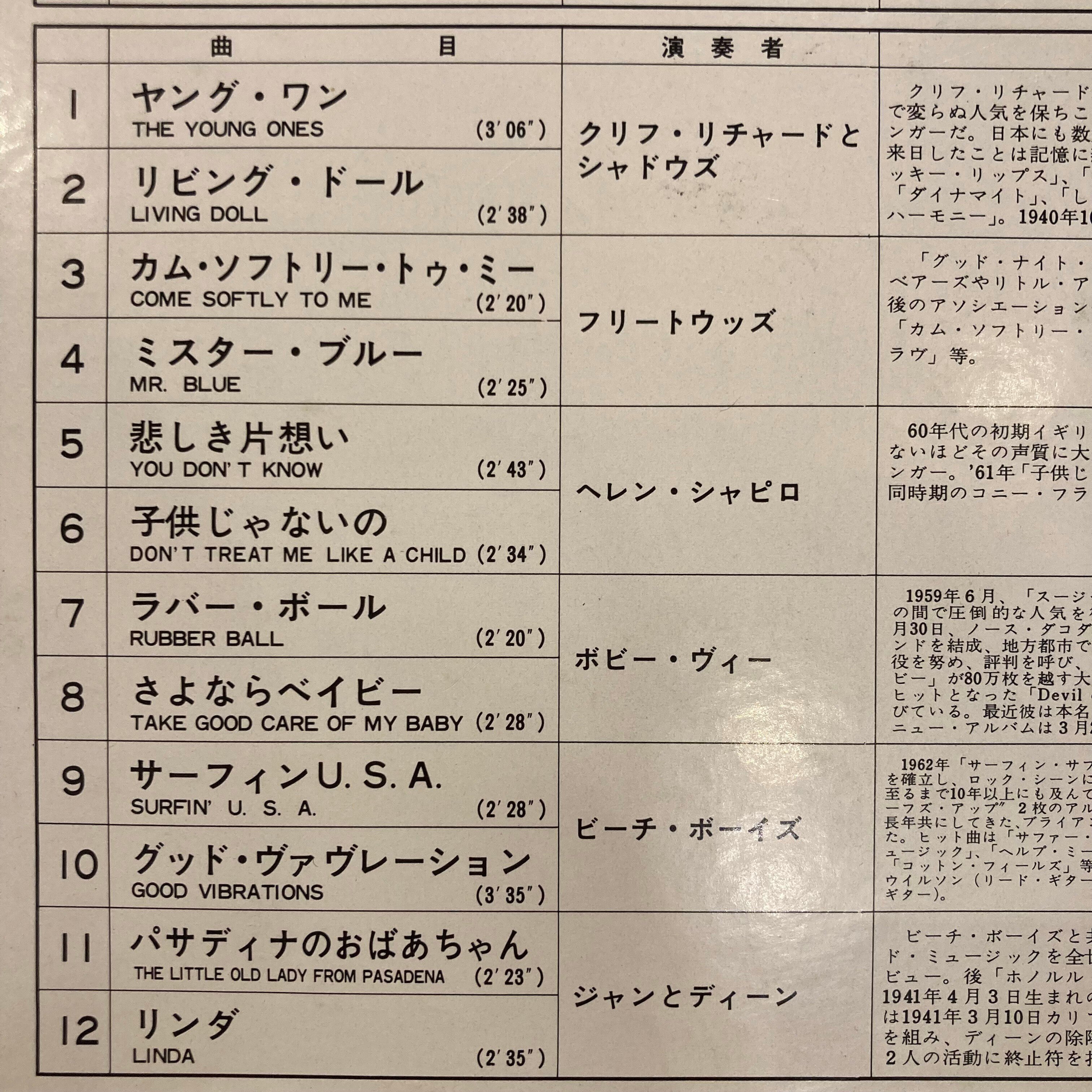 東芝の洋盤ポピュラー総合試聴盤『Original Rock 'n' Roll 東芝の洋盤ポピュラー総合試聴盤『Original Rock 'n' Roll