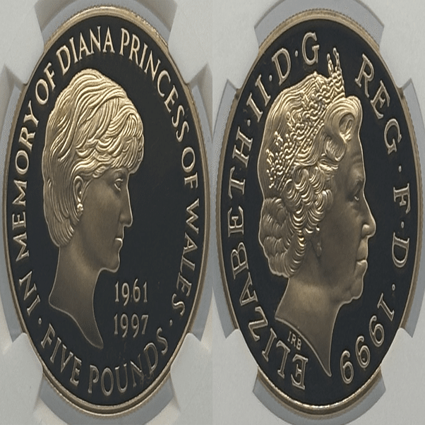 モダンコインの最高傑作』1999年英国ダイアナ妃追悼記念5ポンド金貨