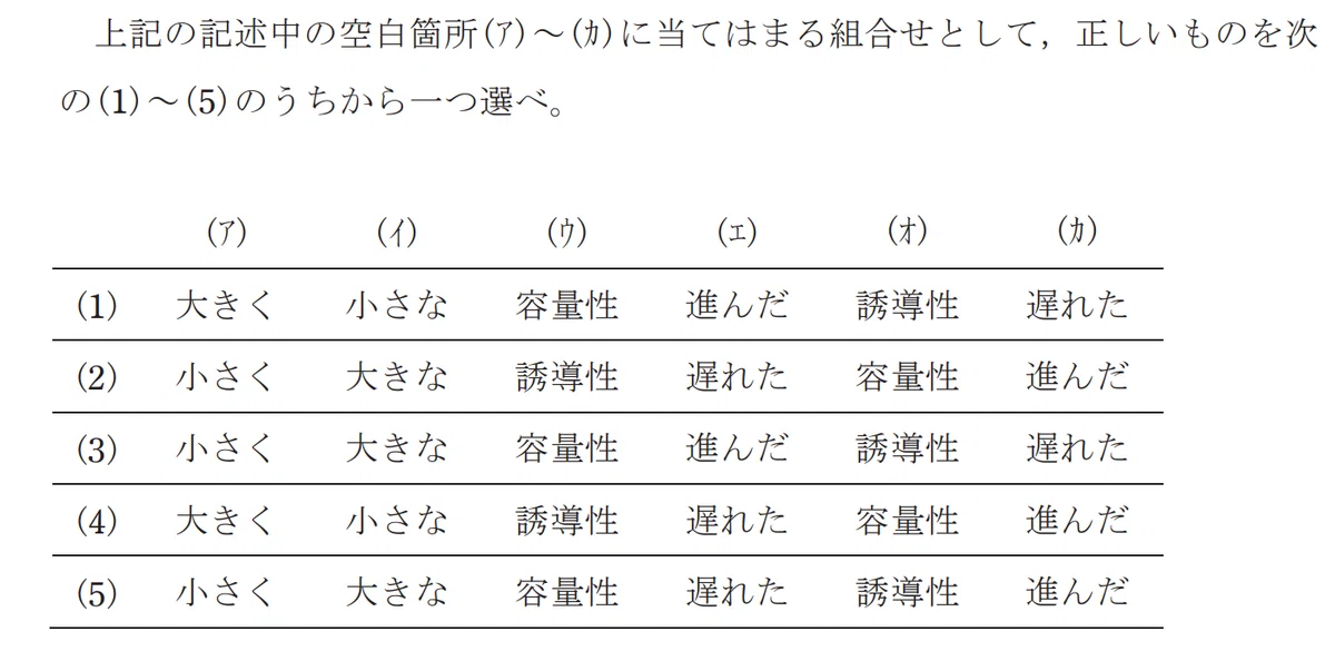 令和5年度 上期 第3種 理論 問8-回答群