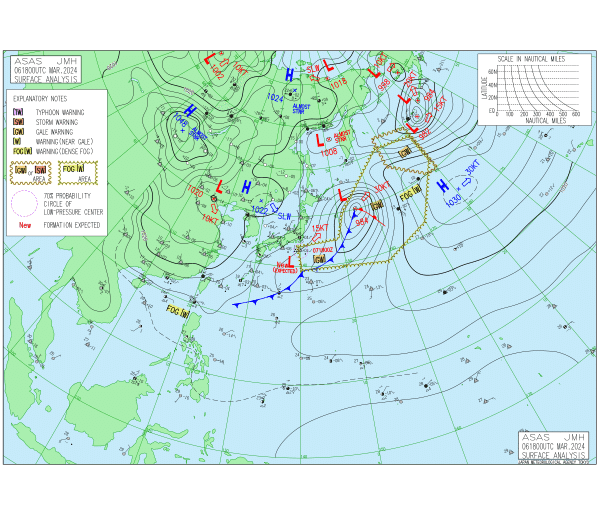 03時の実況天気図