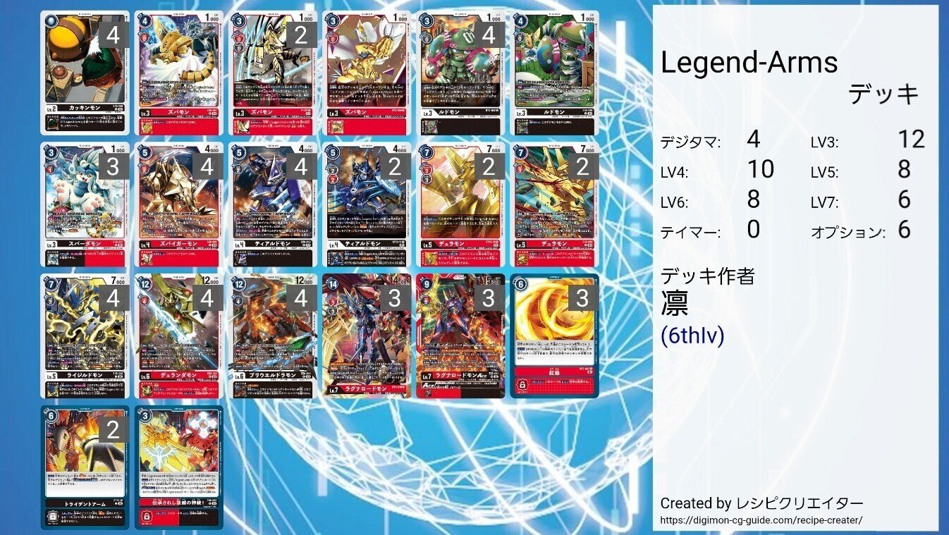 デジカ】ラグナロードモン 〜Legend-Arms〜【デッキレシピ】|凛 デジカ】ラグナロードモン 〜Legend-Arms〜【デッキレシピ】|凛
