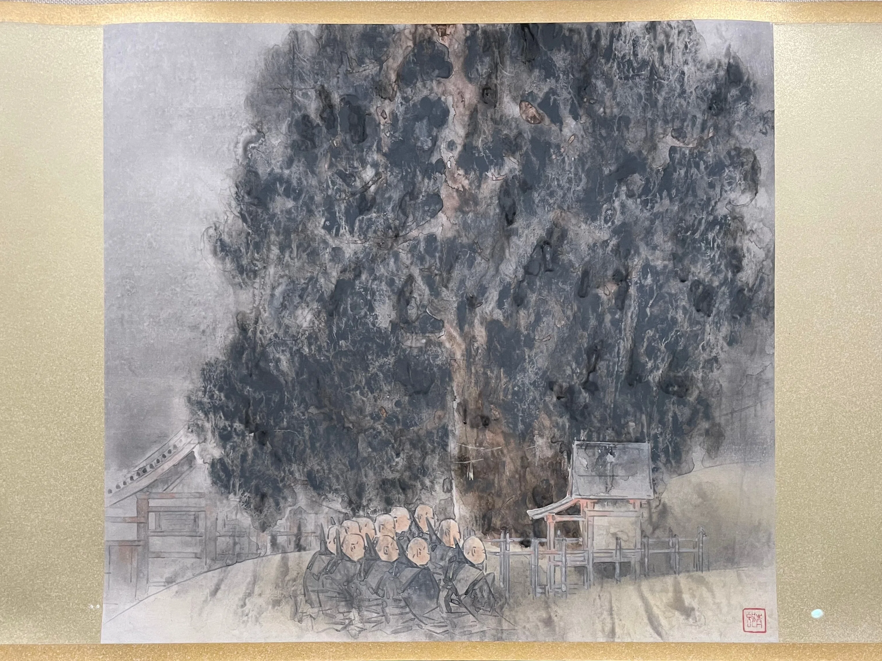 前田青邨が描いた東大寺・二月堂で行われている《お水取》…@東京国立