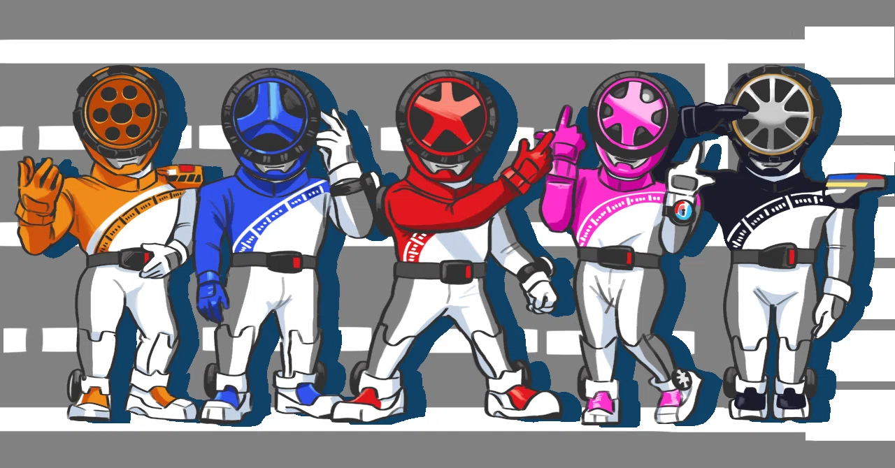 ブンブンジャー集合イラスト｜こえつ