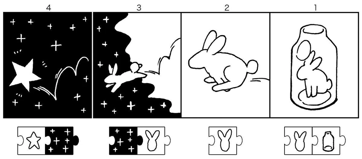 ビン、うさぎ、星