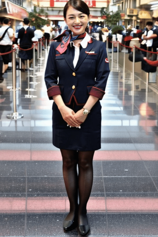 熟女制服画像熟女集合写真 空港ロビーで見つけた【40代J○L制服】AI熟女グラビア写真集(50枚)「呪文(プロンプト)付き」|AI熟女ハンター