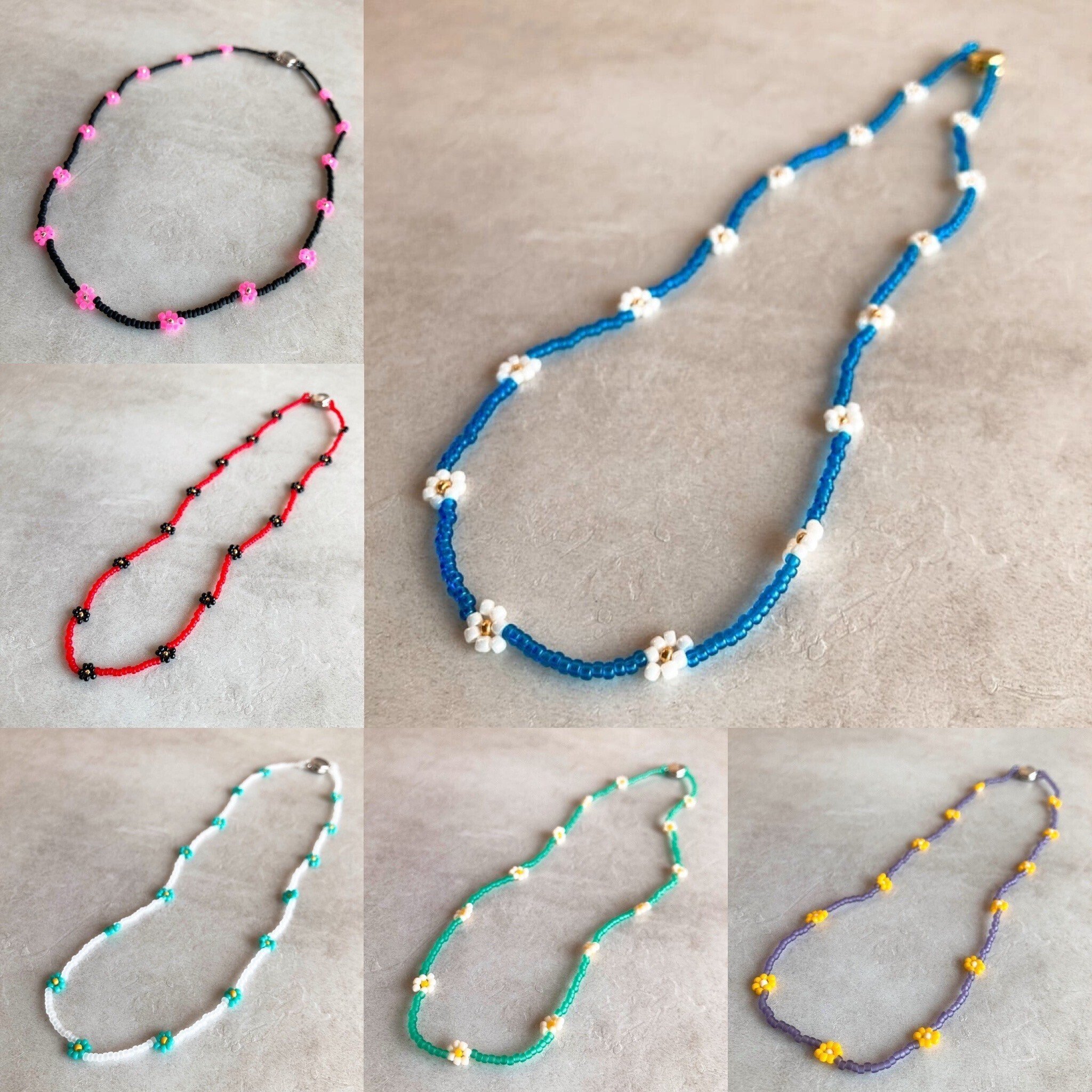 赤いビーズ ネックレス 花の留め具どんな色とも相性抜群 赤いビーズ ネックレス 花の留め具どんな色とも相性抜群|mercari