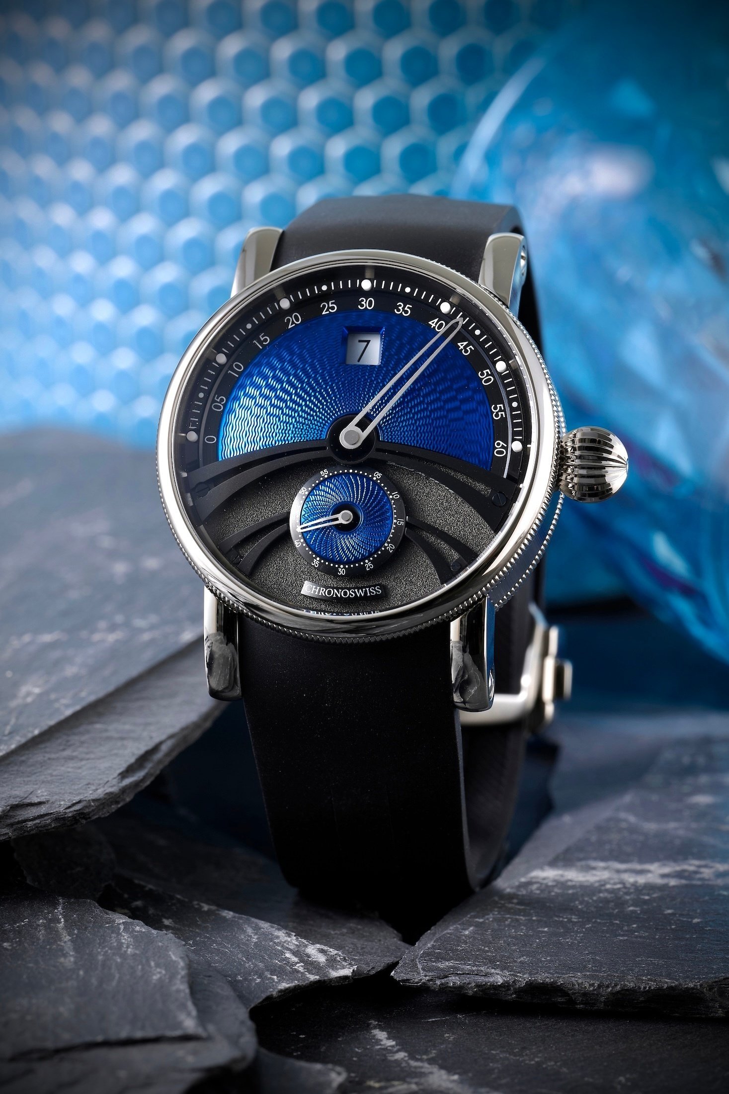 201号室 インスト会場限定CD クロノフォビア デルフィス サファイア CH-1423.1-BKBL1｜CHRONOSWISS クロノスイス