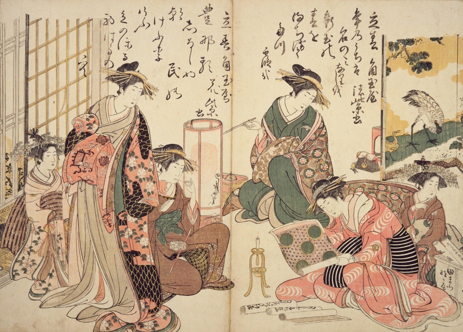 N*y様 希少　北尾政演　蔦屋重三郎　浮世絵 「吉原傾城　新美人合自筆鏡　完」木 美人合自筆鏡｜mominaina