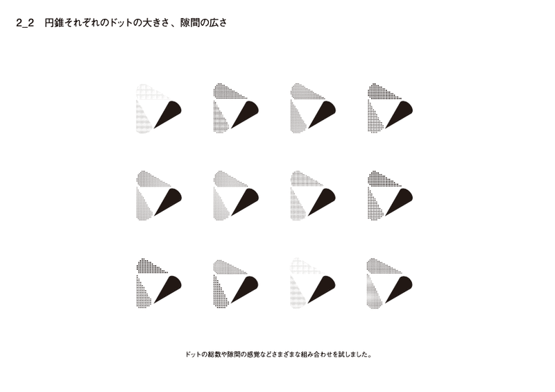 ドットの総数や隙間の感覚などさまざまな組み合わせを試行