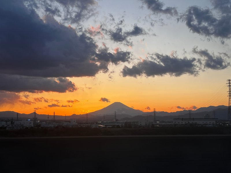 夕焼けと富士山