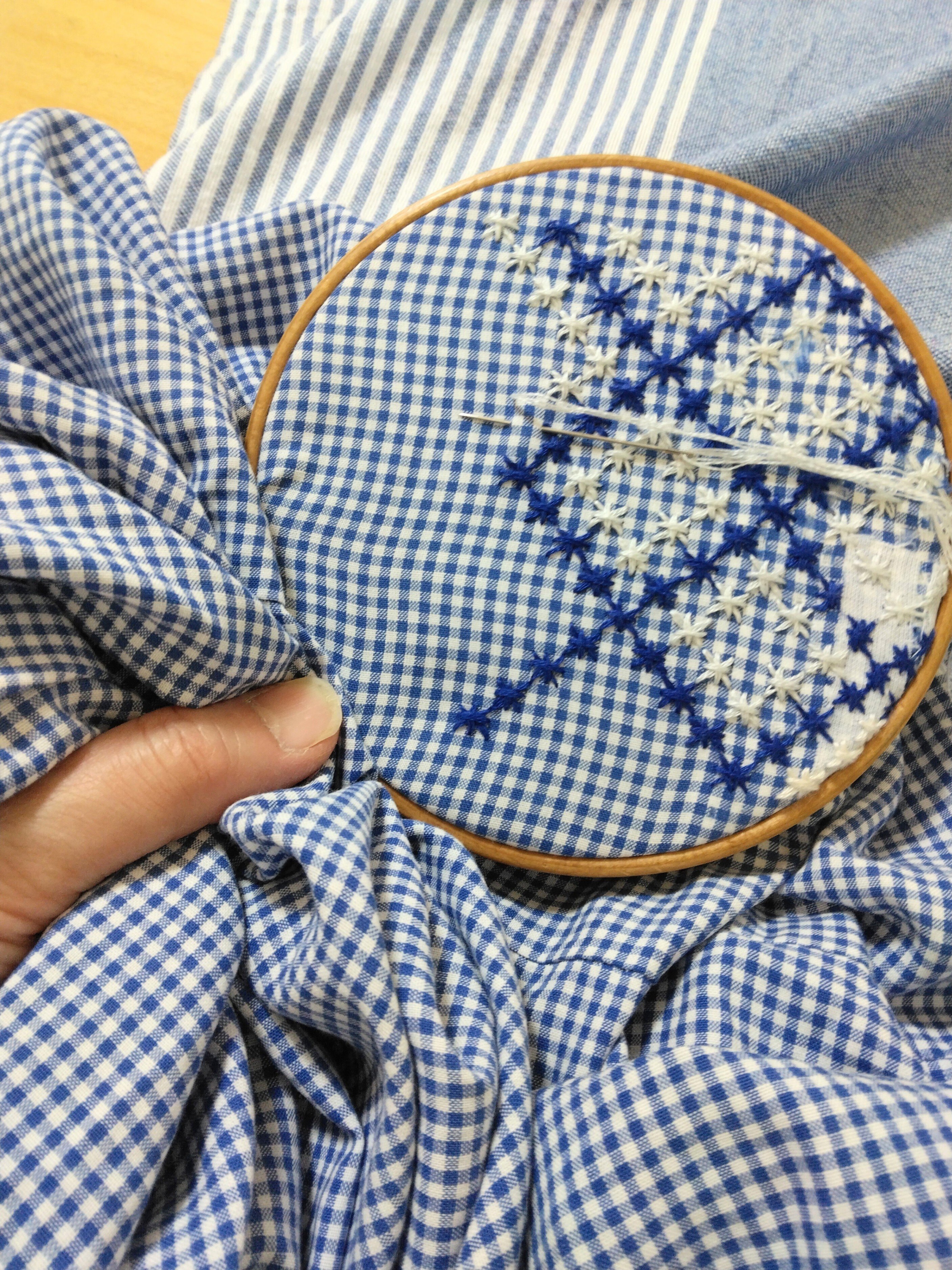 星刺」やりたかったんです。（ギンガムステッチ）｜owarimao