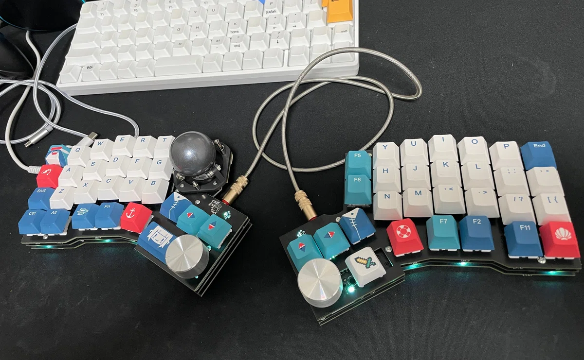 自作キーボード mtk64el トラックボール 荒っぽ エンコーダー 親指ロープロ