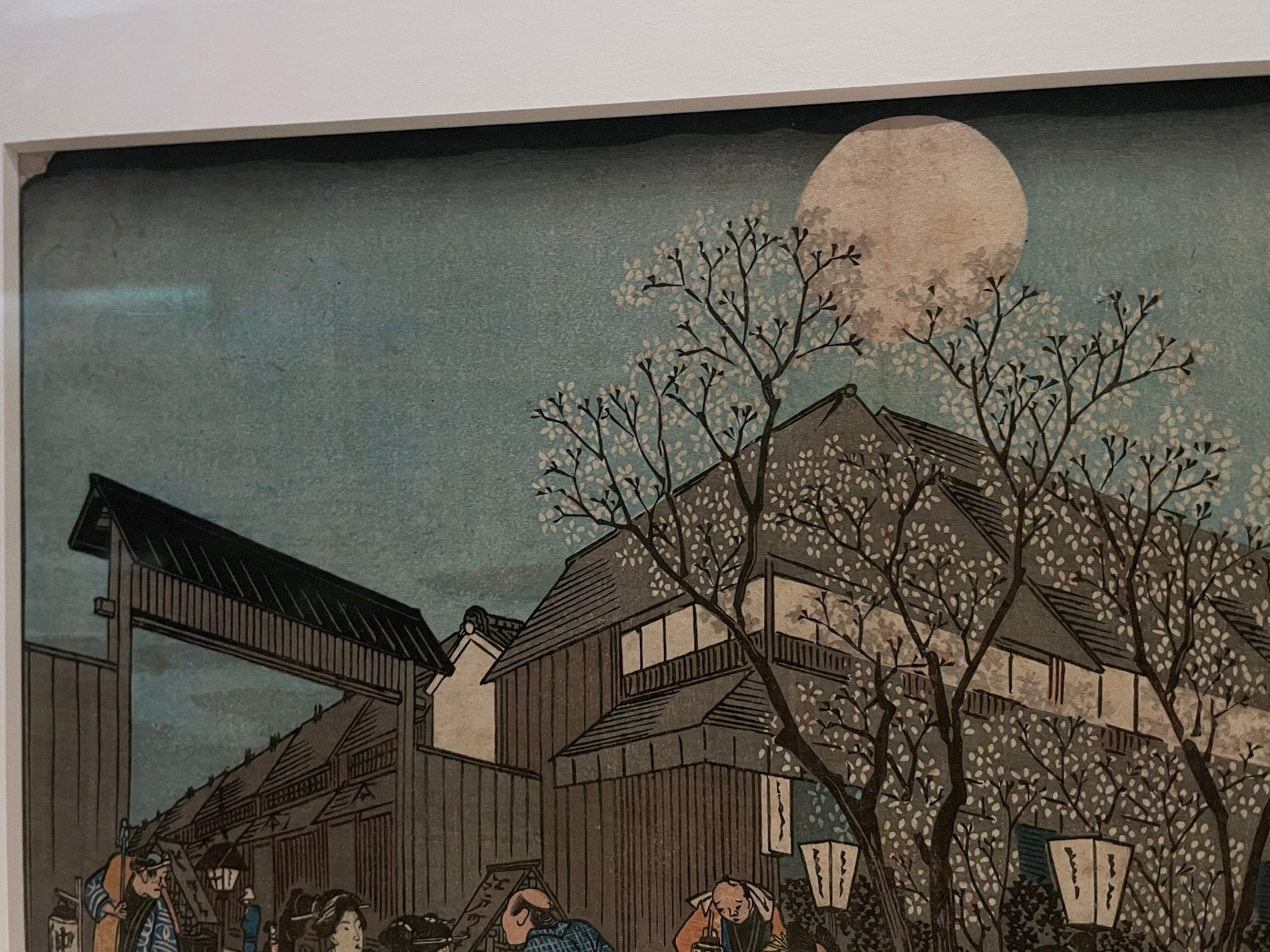 歌川芳虎画 新吉原仲之町夜桜絵図 絵画