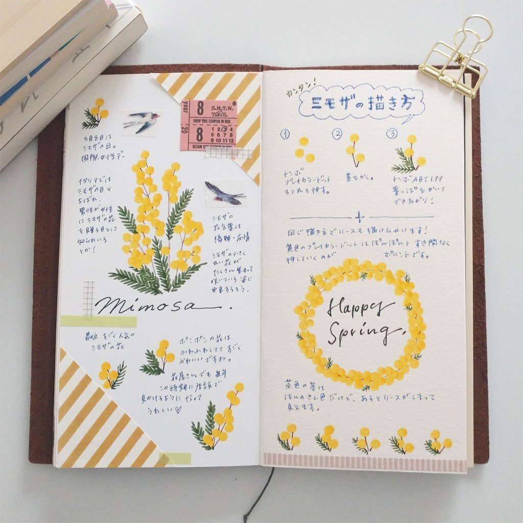 描いてみた】ミモザ｜ポンチセ
