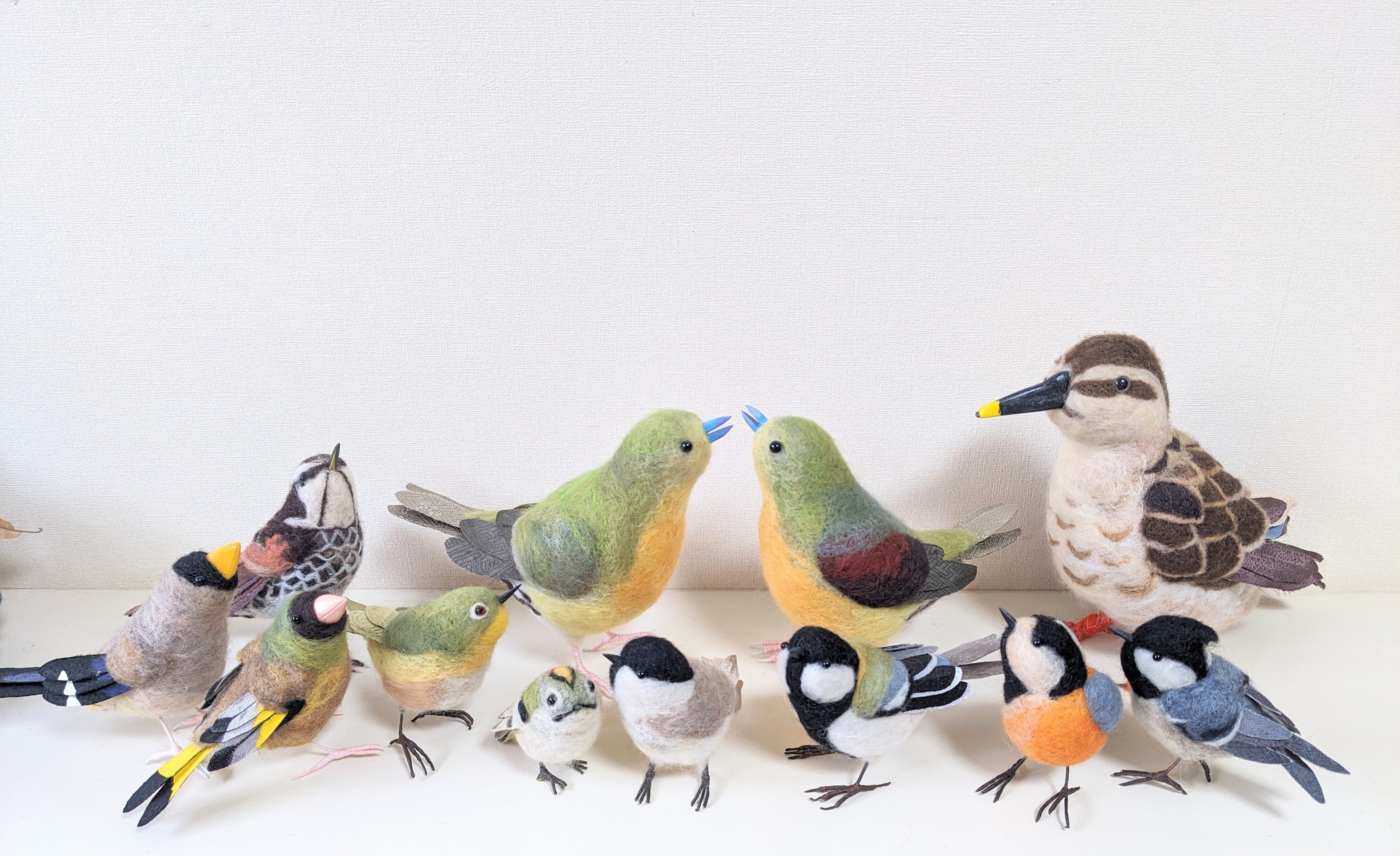 羊毛フェルト 鳥10羽 羊毛フェルトの鳥たち|torinoripon
