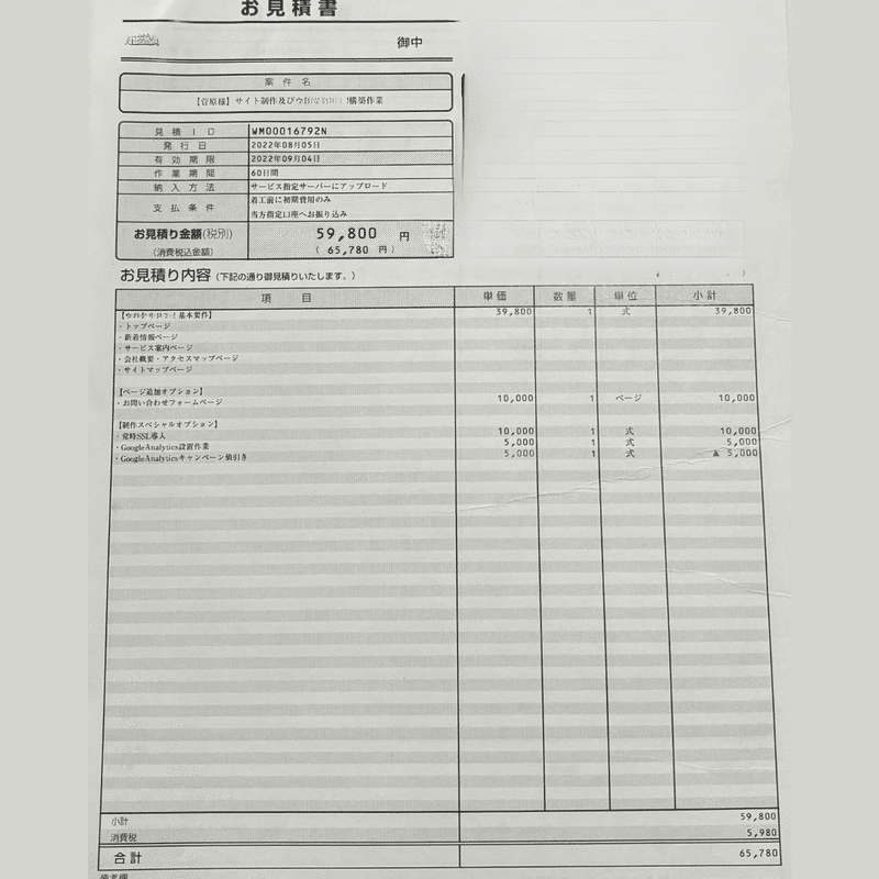 実際のWEBサイト制作費