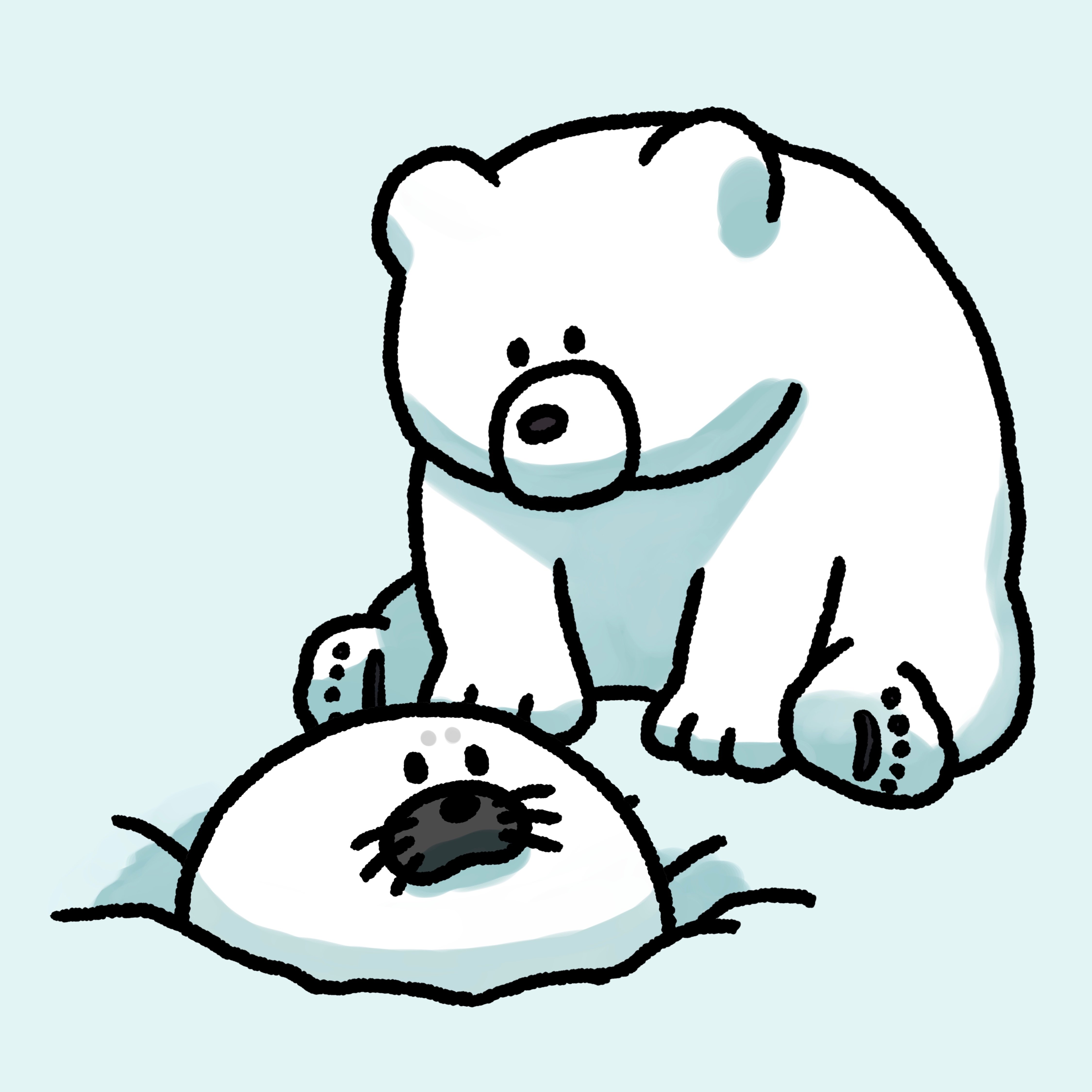 197 シロクマとアザラシ｜テツロウ（イラストレーター）